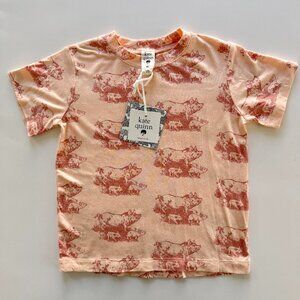 Kate Quinn Short Sleeve Tee | Pig Print | Peach | 3T | NWT